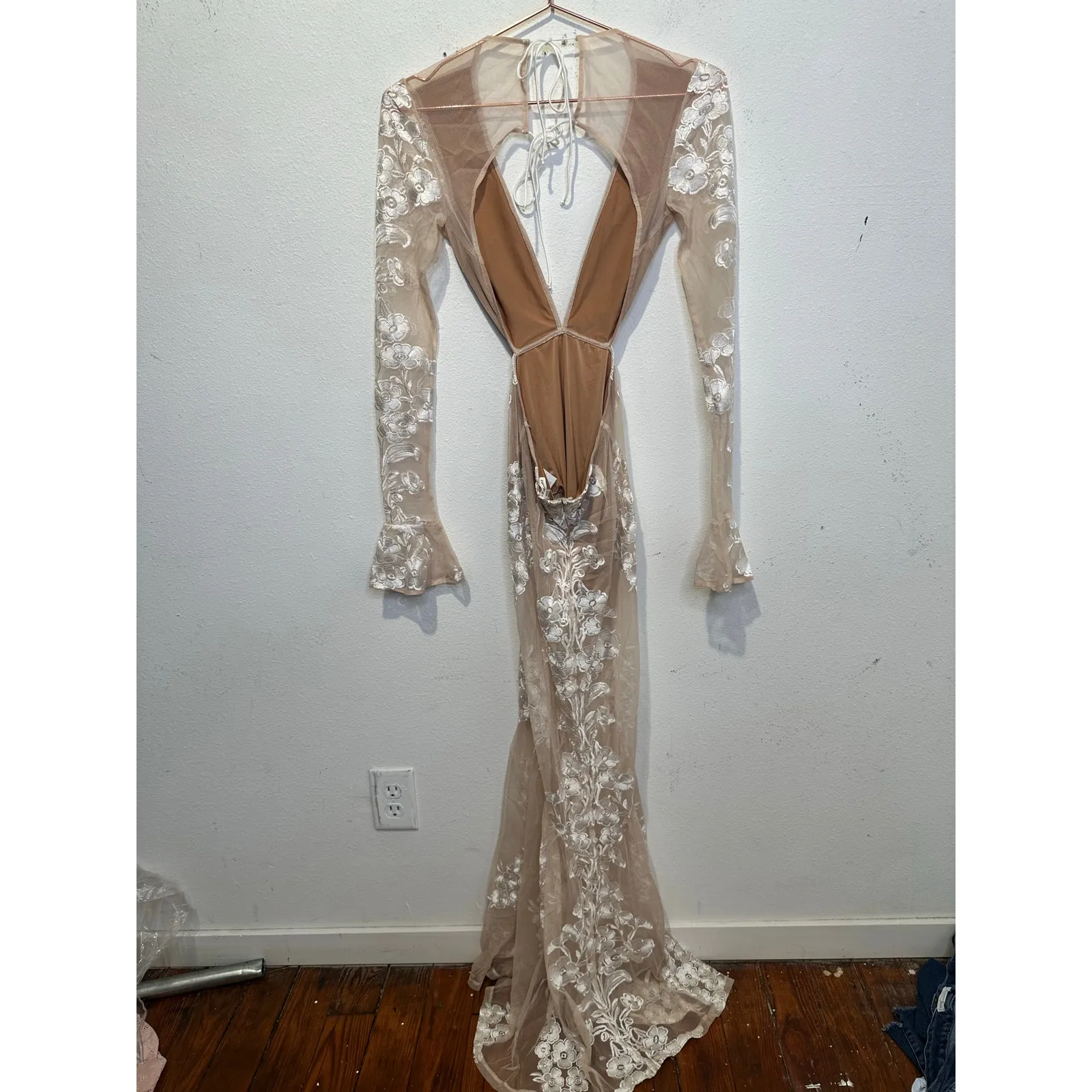 FOR LOVE AND LEMONS Free People White Nude Temecula Cut Out Boho Maxi Dress XXS - Image 5