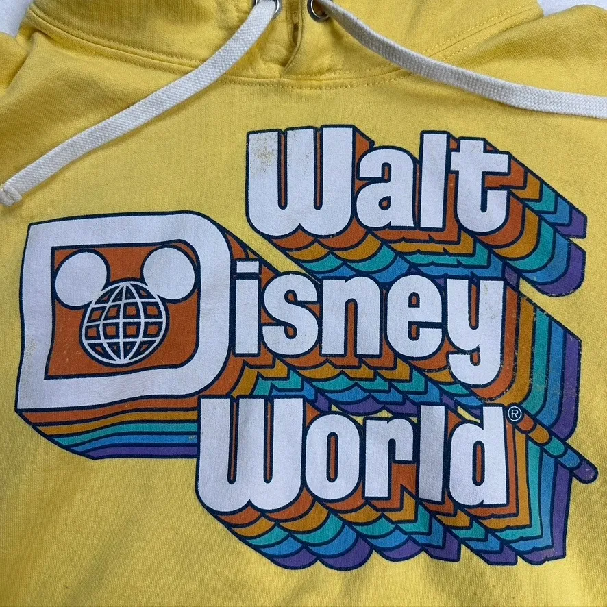 Yellow Walt Disney World Hoodie Sweatshirt Womens Size S Mickey Mouse‎ Graphic - Image 2