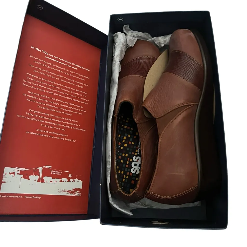 SAS Shoes Women's 9 Wide Nora‎ Casual Comfort Slip On Loafer Flats Brown Leather - Image 3