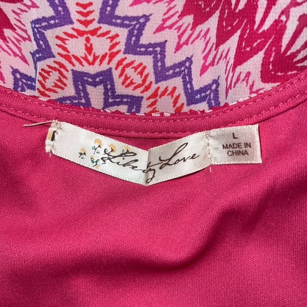 Liberty Love L sleeveless dress pleated top pink purple geometric print lined - Image 7