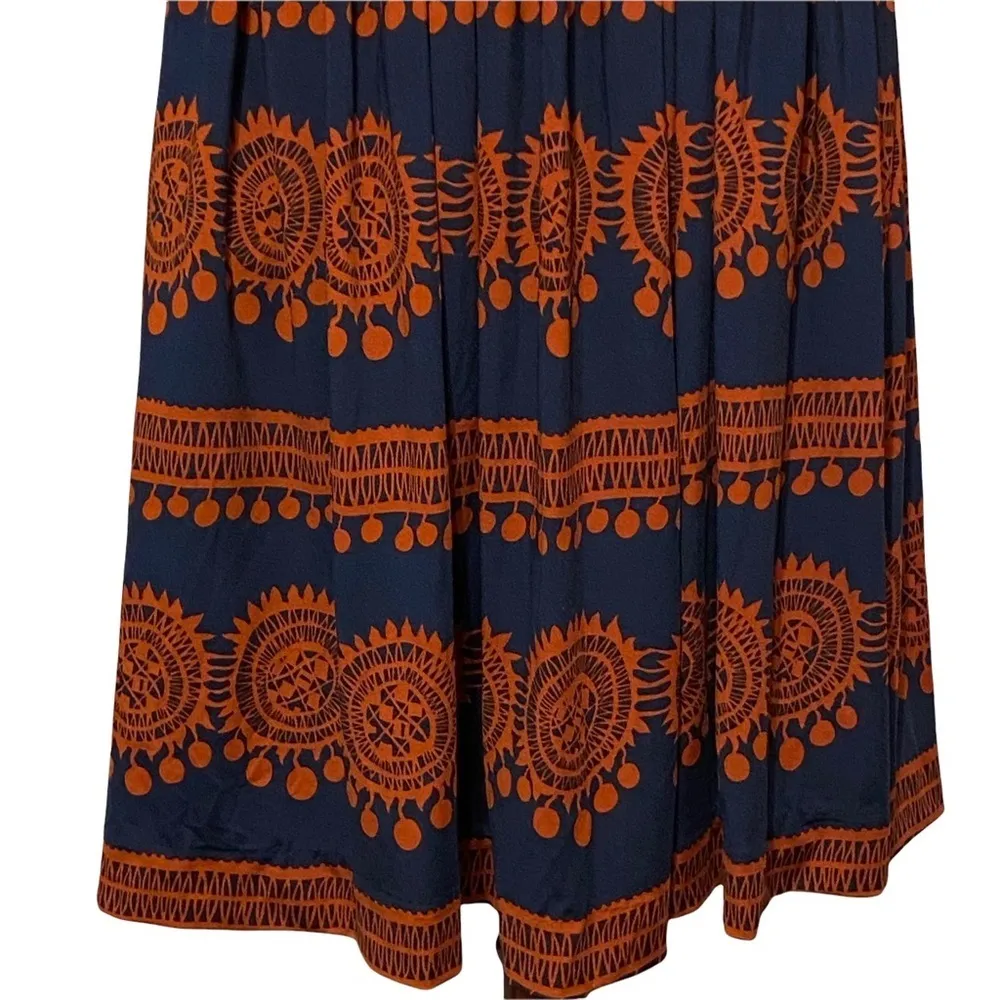 Anthropologie Girls From‎ Savoy Orange Blue Strapless Dress Size Small - Image 3