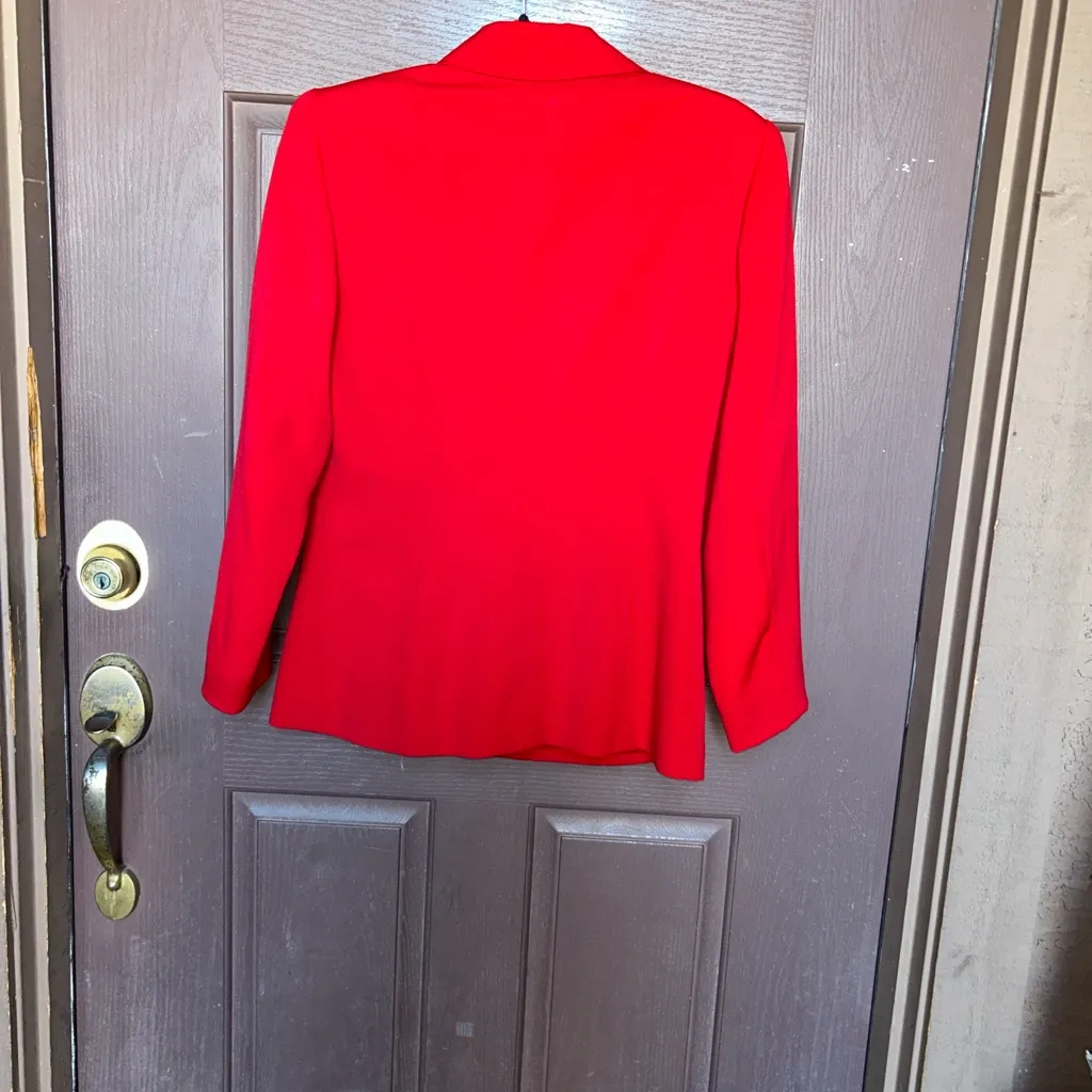 Chantelle  Bold Red Blazer with Square Buttons - Image 4