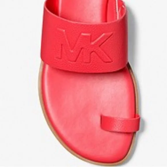 Michael‎ Kors Embossed Faux Leather Slide Sandals Red Size 8 - Image 3