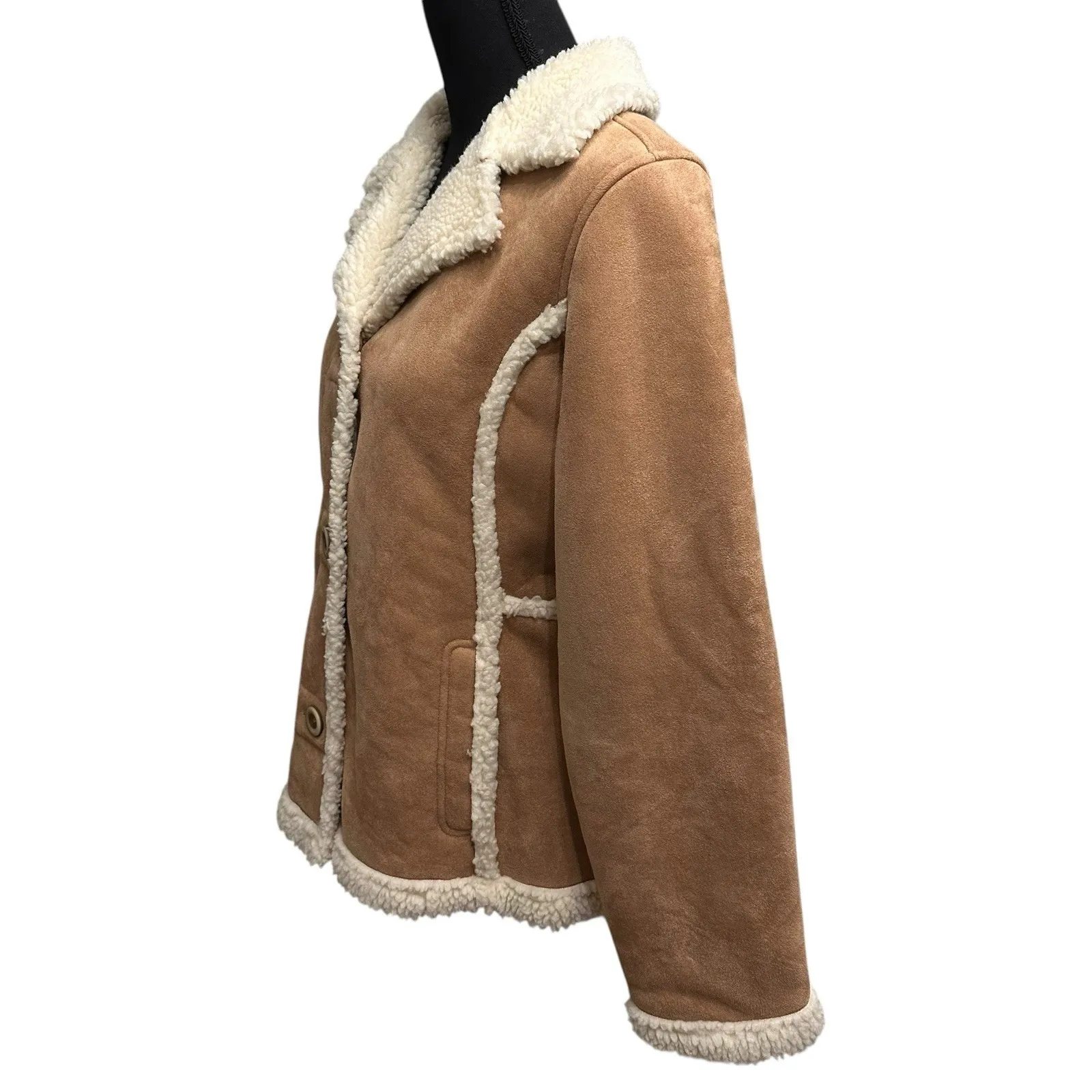 L.L. Bean Women's Size Small Faux Suede & Fur Lined Rancher Coat Gorpcore Jacket - Image 5