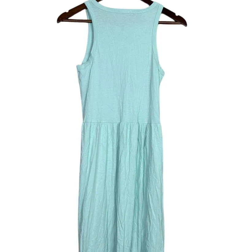 J. Crew Sleeveless Lightweight Knit Tank Maxi Dress Boat Neck XXS Azure Blue - Image 7