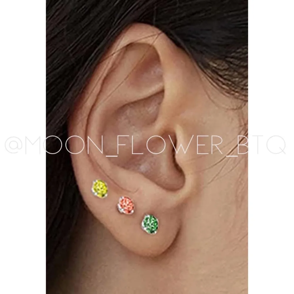 Helix Emerald Green CZ Double Ended Cartilage  Tragus Lobe Earrings - Image 7