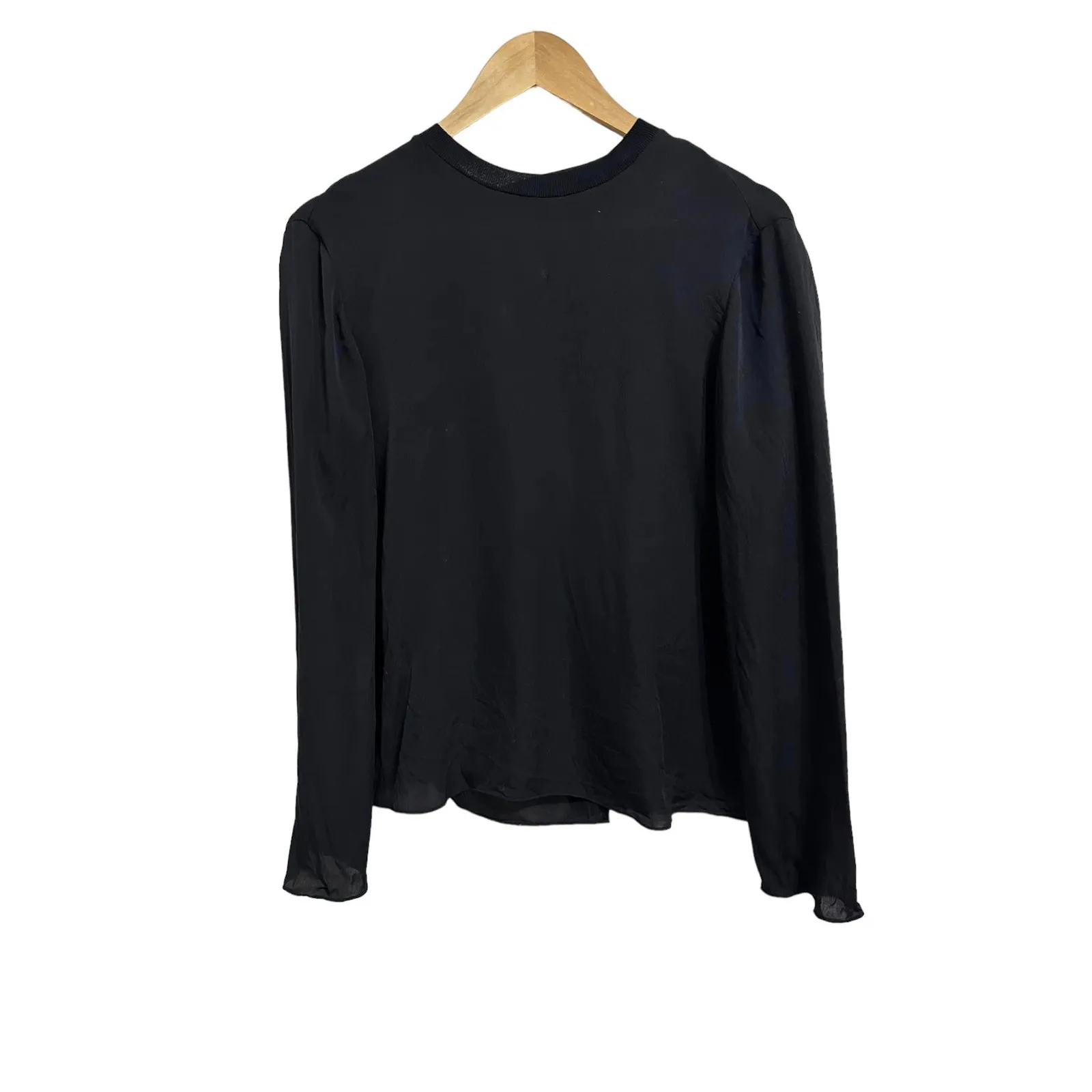 Vince Women's Black Silk Long Sleeve Top Blouse‎ Shirt Sz S #V526712054 - Image 2
