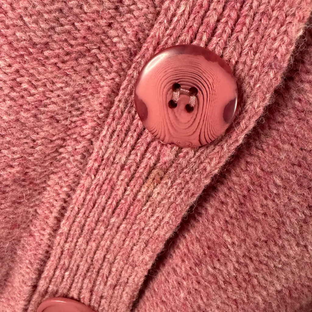 Paraphrase Pink Wool & Mohair Knit Cardigan Sweater XL Cozy Cottageco - Image 4