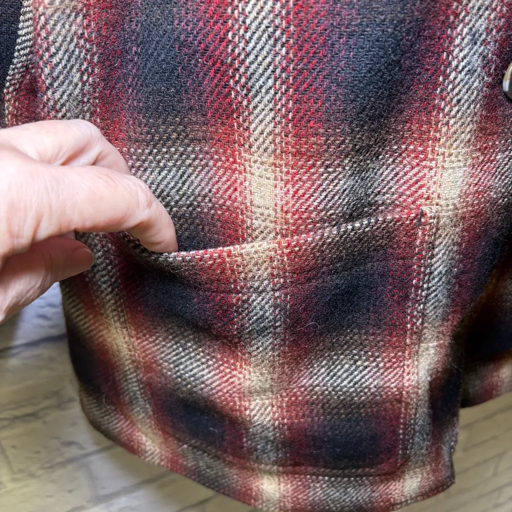 Vintage Eddie Bauer Jacket Womens Medium Wool Plaid Button Barn Chore Coat - Image 4