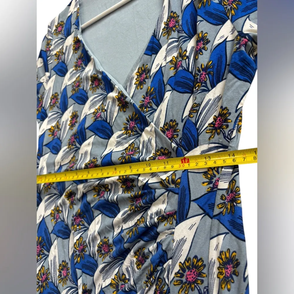 Boden Ruth Faux Wrap Dress Blue Botanical Sz 10 Long workwear business casual - Image 9