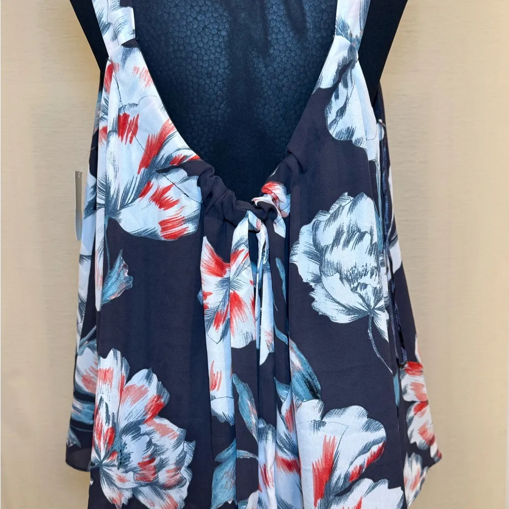 1.STATE Floral Sleeveless Scoop Neck Top NWT Size Large Ebony - Image 4