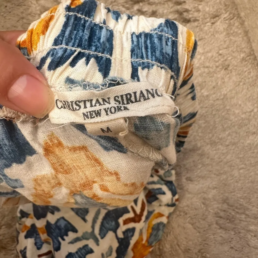 Christian Siriano Linen Wide Leg Crop Pants Womens M Blue Orange Bohemian Print Size M - Image 7