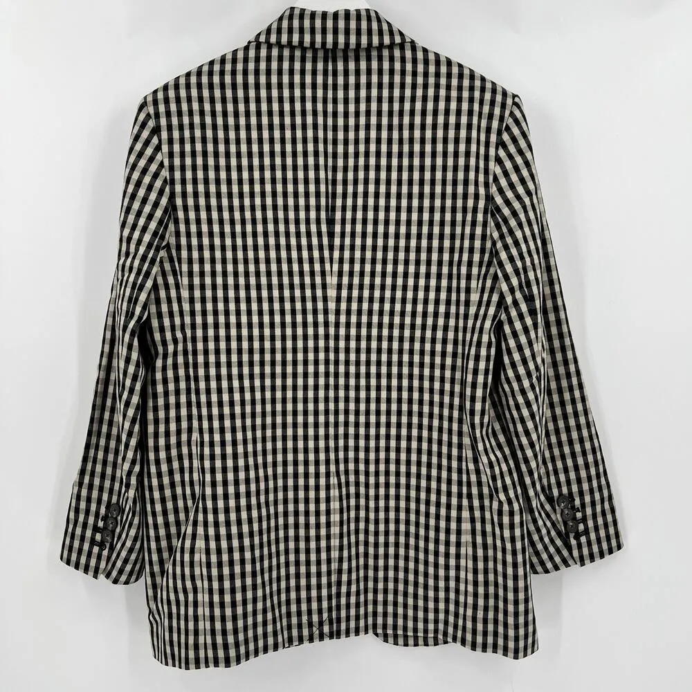 Everlane The ’80s Blazer Khaki Black Check Print Oversized Women's‎ Size 4 NWT - Image 6