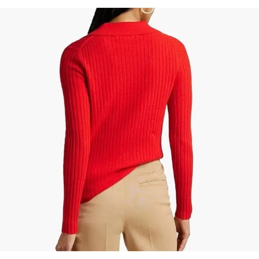 Veronica Beard Cashmere Sweater Womens Large Orange Preppy Luxury Academia - Image 2