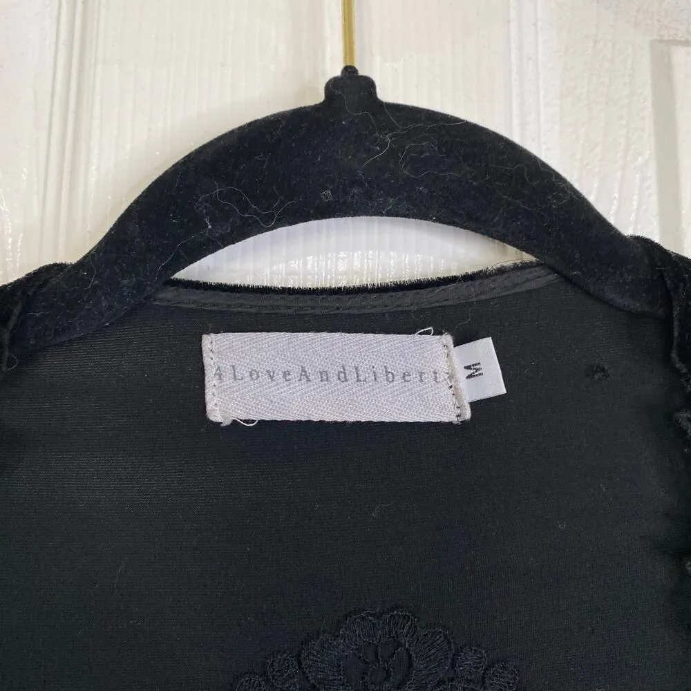 JOHNNY WAS 4LoveandLiberty Velvet Black Cardigan Whimsigoth 90s Witchy Boho Med - Image 3