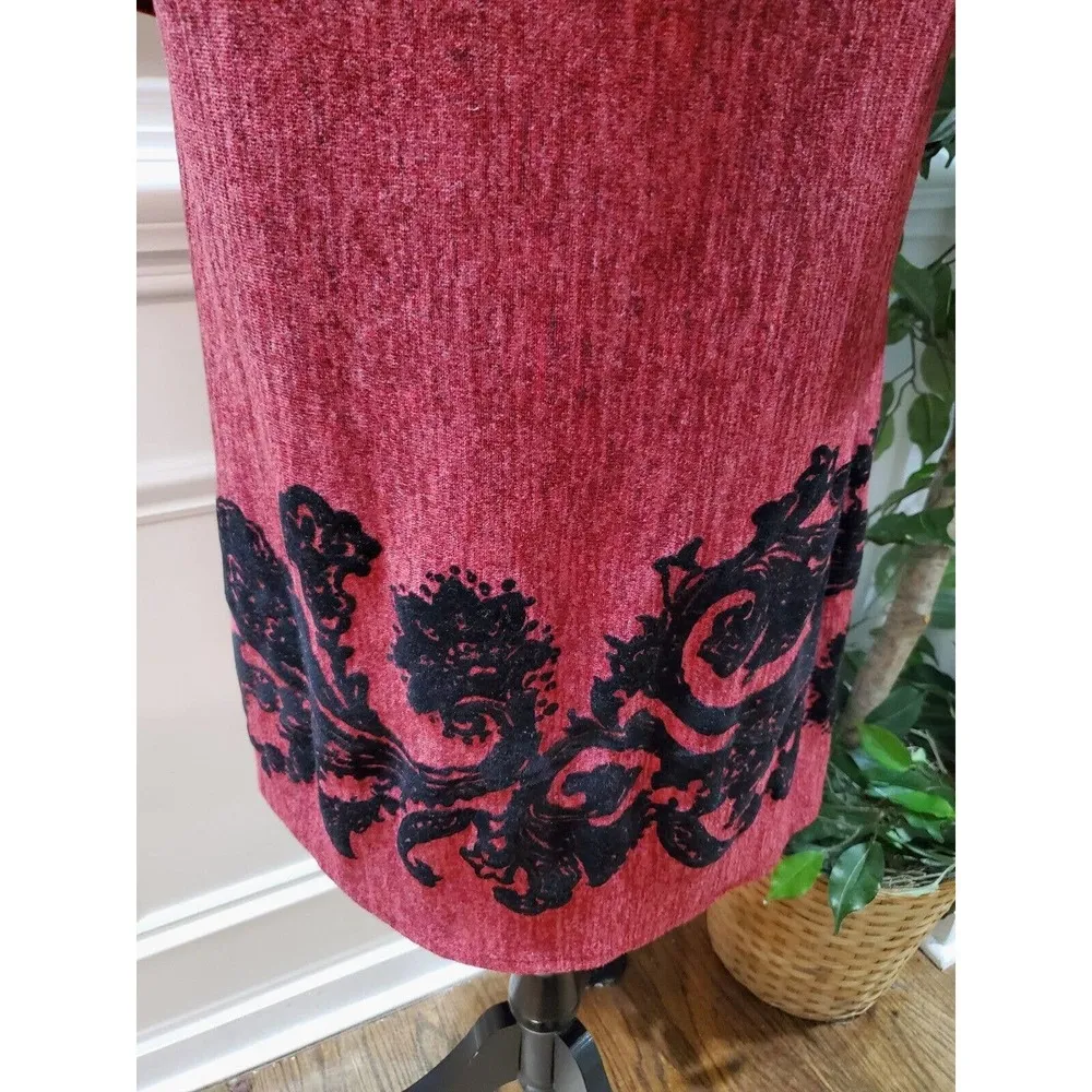 Tacera Women's Maroon Polyester Round Neck Long Sleeve Knee Length Dress Size 2X - Image 4
