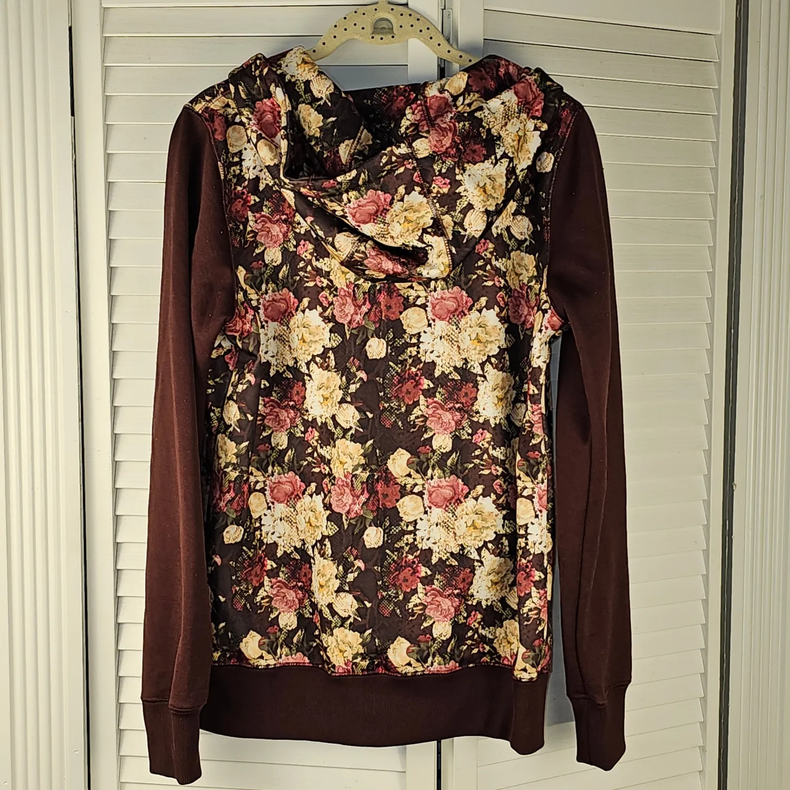 Volcom Womens Burgundy Nelson Fleece Full‎ Zip Hoodie Jacket Medium - Image 2