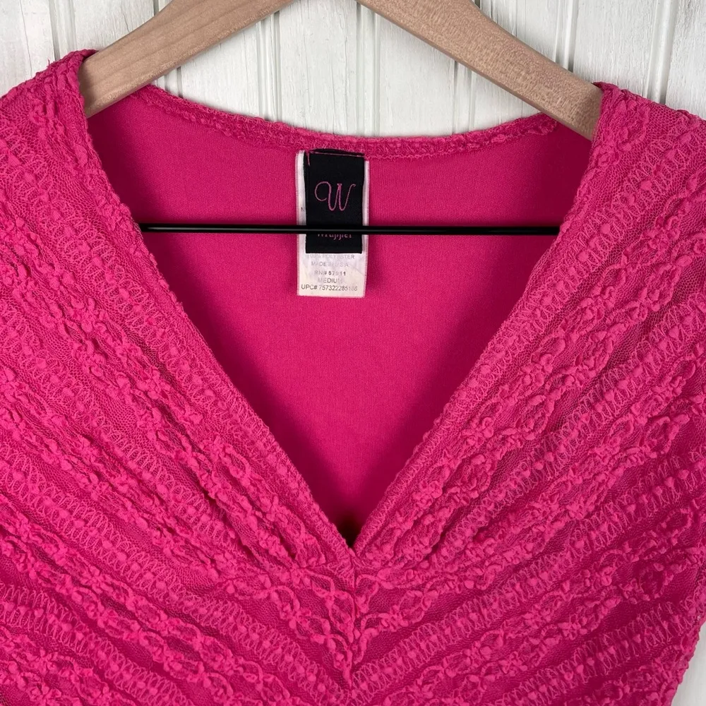 Vintage Y2K Wrapper Pink Lace V-neck Babydoll Top Blouse Size Medium Fairycore - Image 8