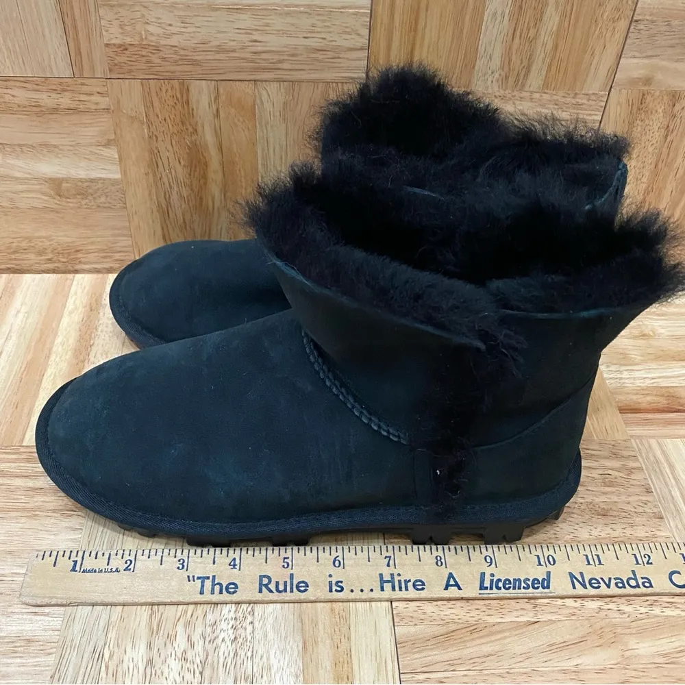 KIRKLAND Signature Genuine Sheepskin Black Shearling Short Boots Size 8 - Image 5