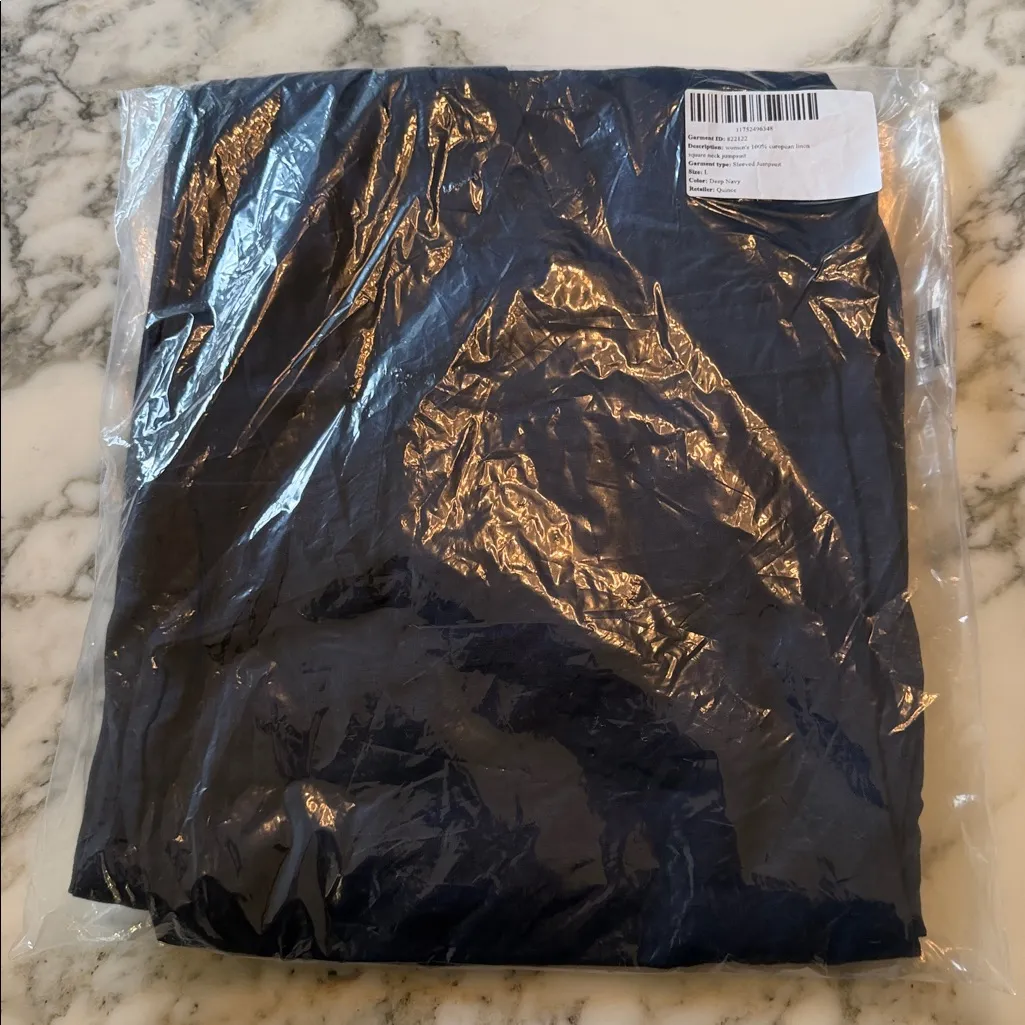 NWT QUINCE women's 100% European Navy Blue linen square neck jumpsuit Sz XS - Image 7