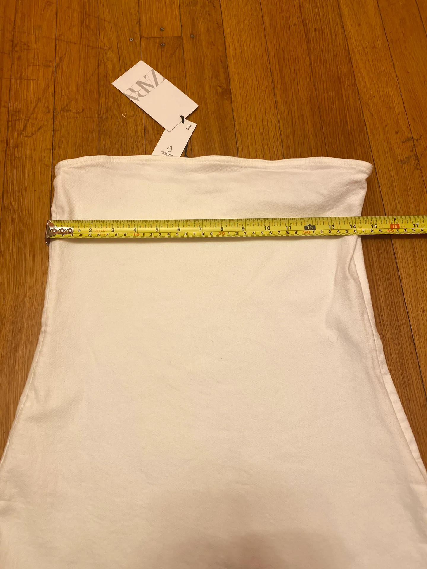 White Strapless Denim Bodycon Mini Dress - Image 7