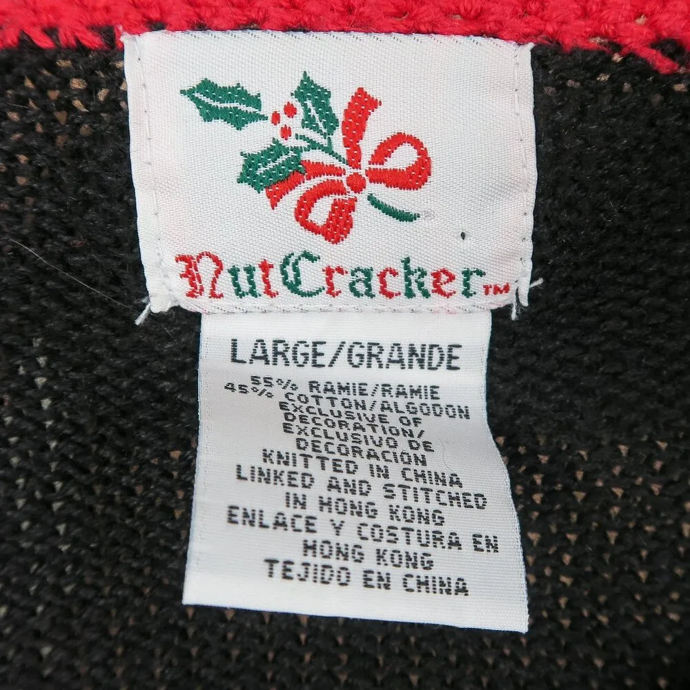 Vintage 80s Nutcracker Christmas Cardigan Sweater Black Size L - Image 8