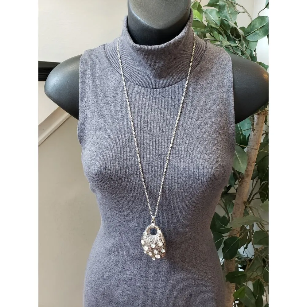 Alternative Sweater Dress Women's Size Small Gray Rib Knit Sleeveless Mock Neck - Image 10