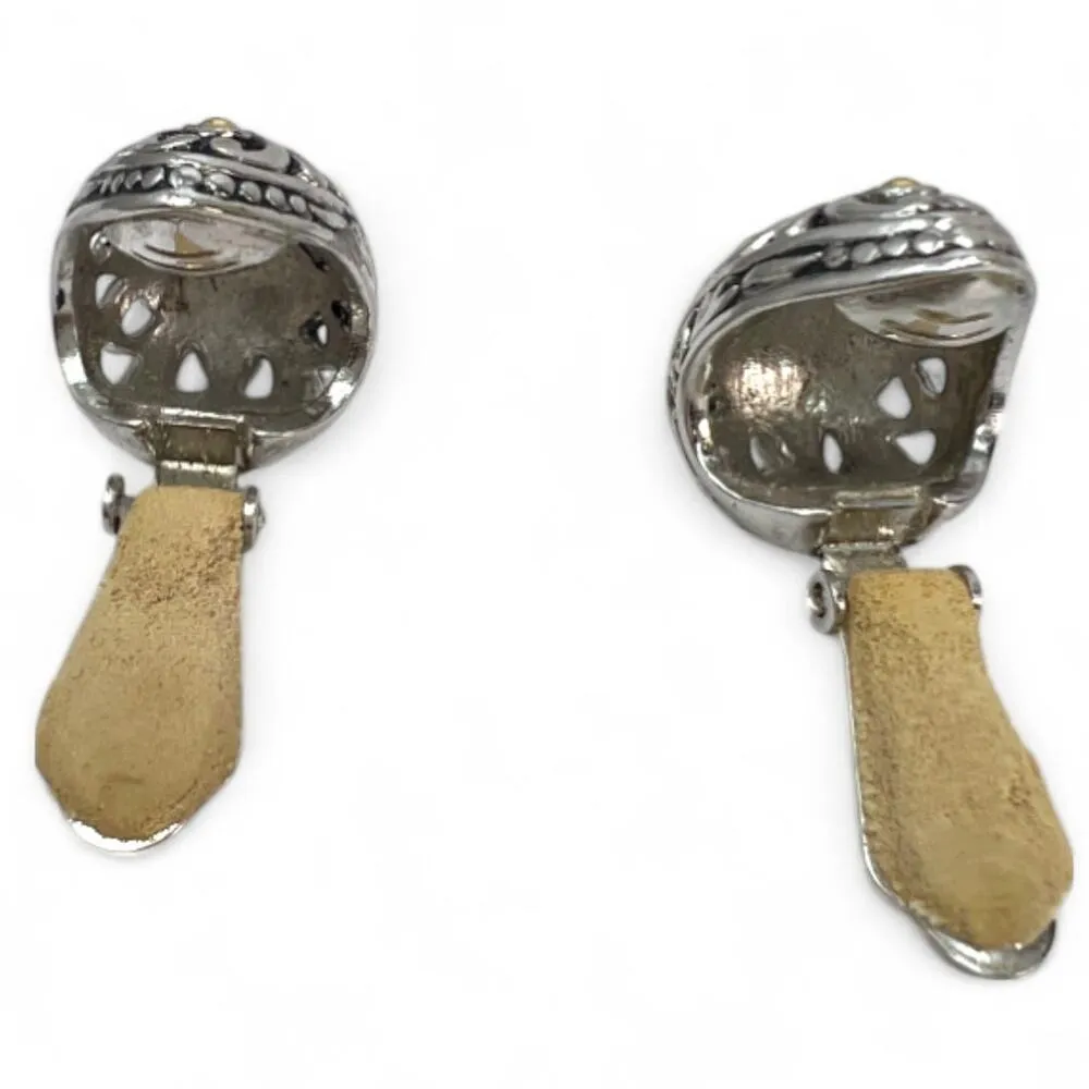Vintage John Hardy Silver Gold 2 Toned Clip on Earring 925 Silver Earrings Omega - Image 4