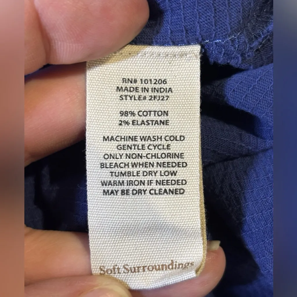 Soft Surroundings Womens Dress‎ L Blue Short Sleeve V Neck Casual Ladies - Image 7