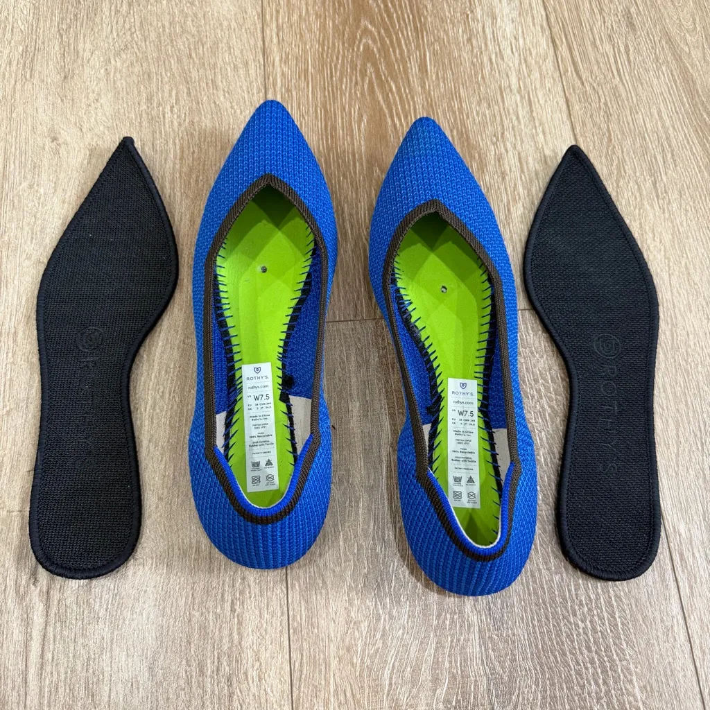 Rothy’s The Point Lazuli Blue Black Flats Slip On Shoes Women’s Size 7.5 - Image 7