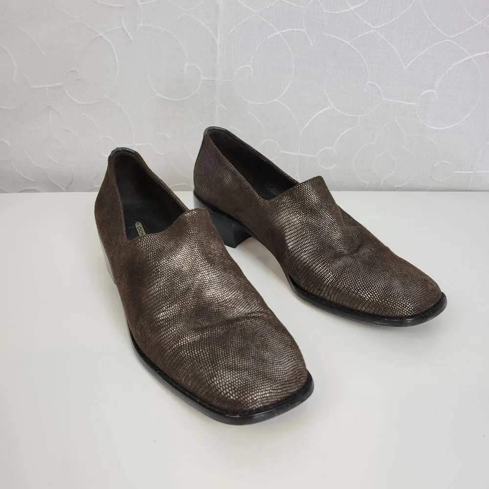 Donald J Pliner Womens Shoes Size 9 Silver Brown Embossed Slip - Image 34