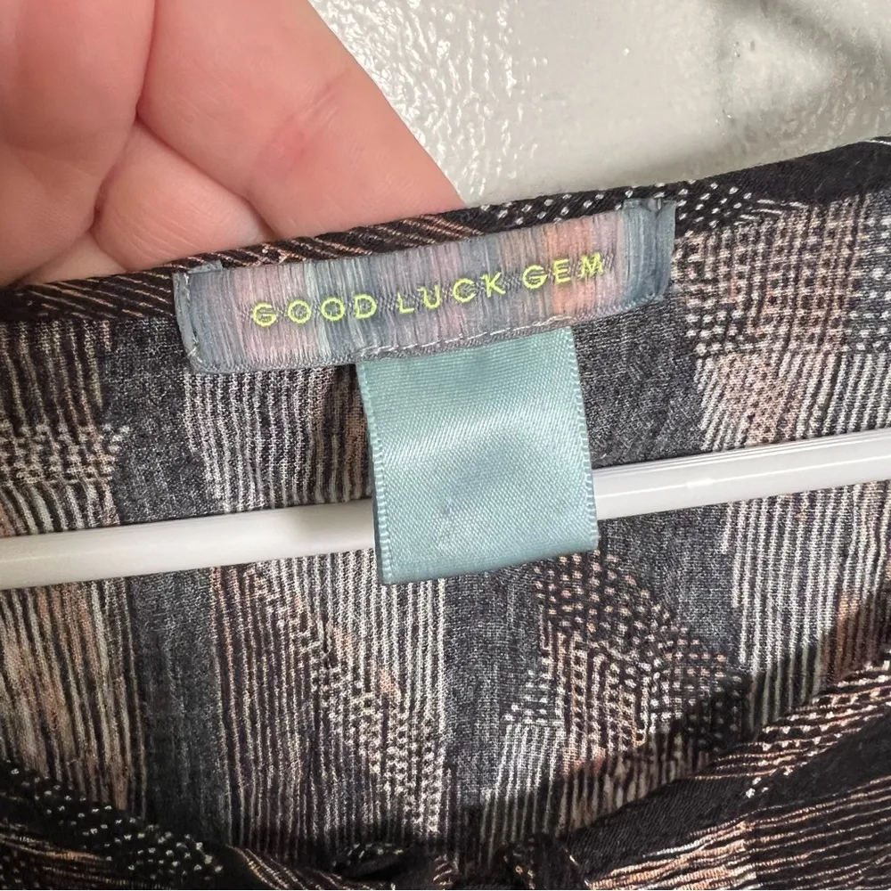 Good Luck Gem Fit & Flare Dress Black Brown Geometric - Image 9