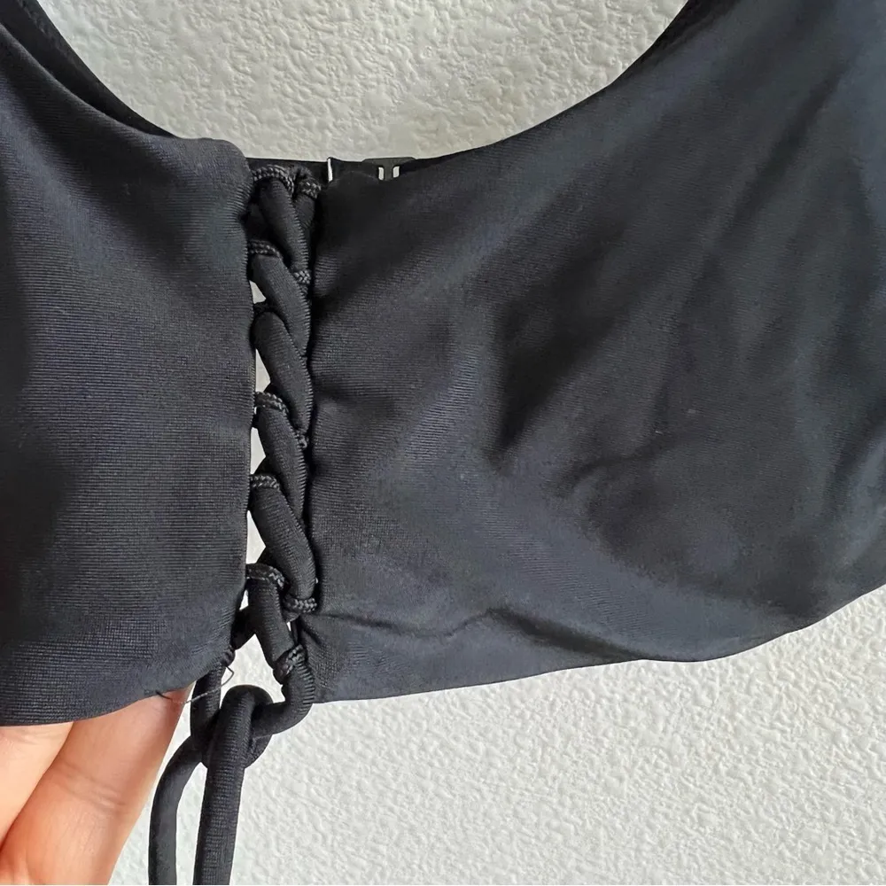 Aerie Black Padded Bikini Top Scoop Style Swim Separate Large - Image 3