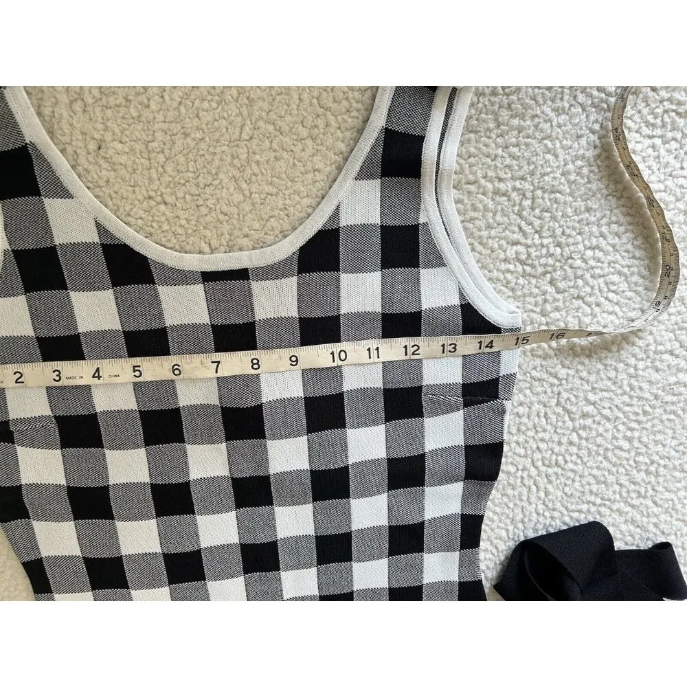 Endless Rose Black/White Gingham Print Sleeveless Body-con Midi Dress Size S - Image 6