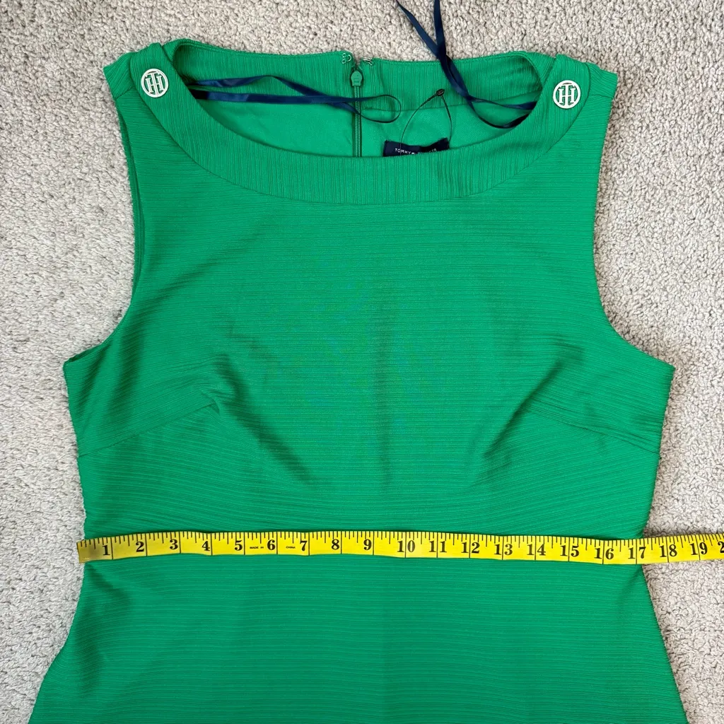 Tommy Hilfiger Logo Shoulder Fit And Flare Dress Green 12 - Image 10