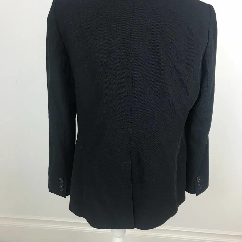 Armani Collezioni Black Virgin Wool Blend Tailored Blazer Jacket Size 12 - Image 5