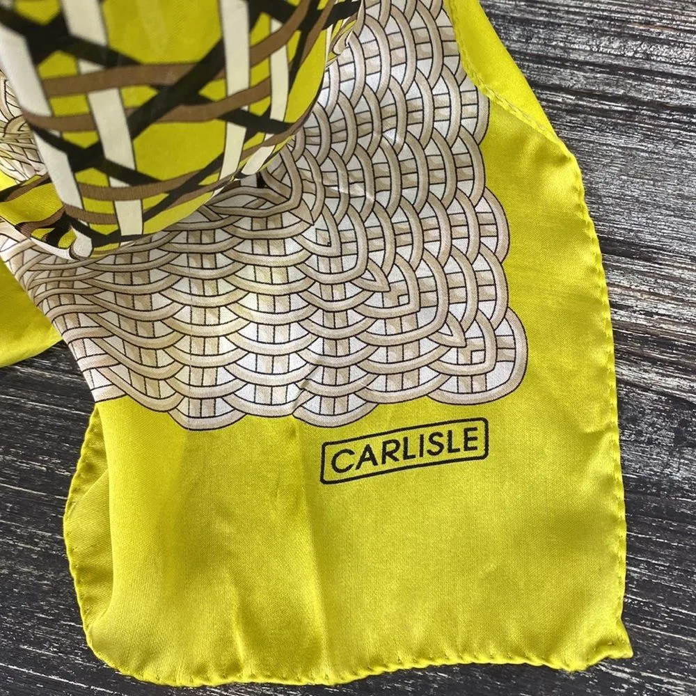 Carlisle 100% Silk Yellow Black Print Rectangular Women's Scarve Scarf - Image 5