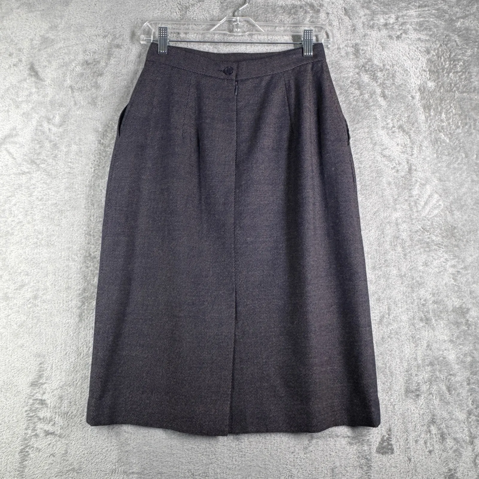 Spitalnick‎ & Co Skirt Herringbone Midi Career Wear Lined Pockets Vintage Size 2 Purple - Image 3