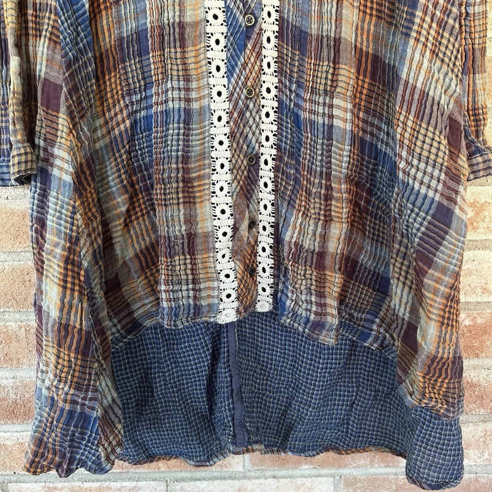 Holding Horses Anthropologie Plaid Tunic High Low Dress Small - Image 5