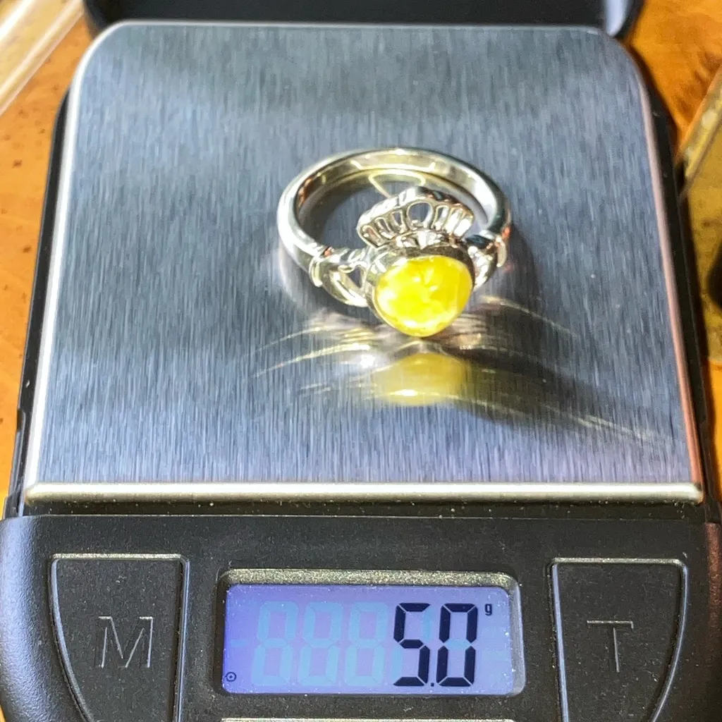 Natural Connemara Marble Sterling Silver Claddagh Ring Size 9 - Image 9