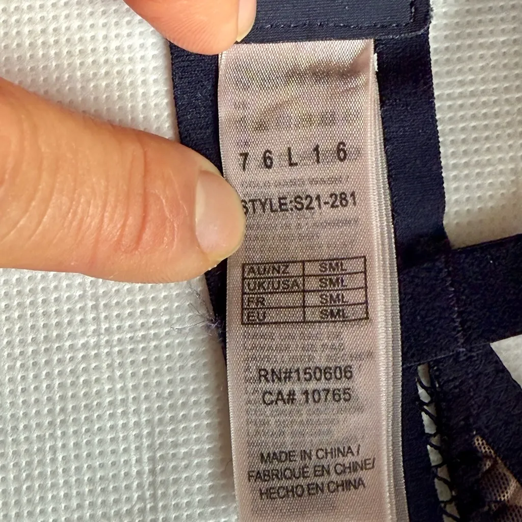 Stella McCartney Fleur Dancing Wireless Triangle Bralette, Size S, NWOT, Navy - Image 8