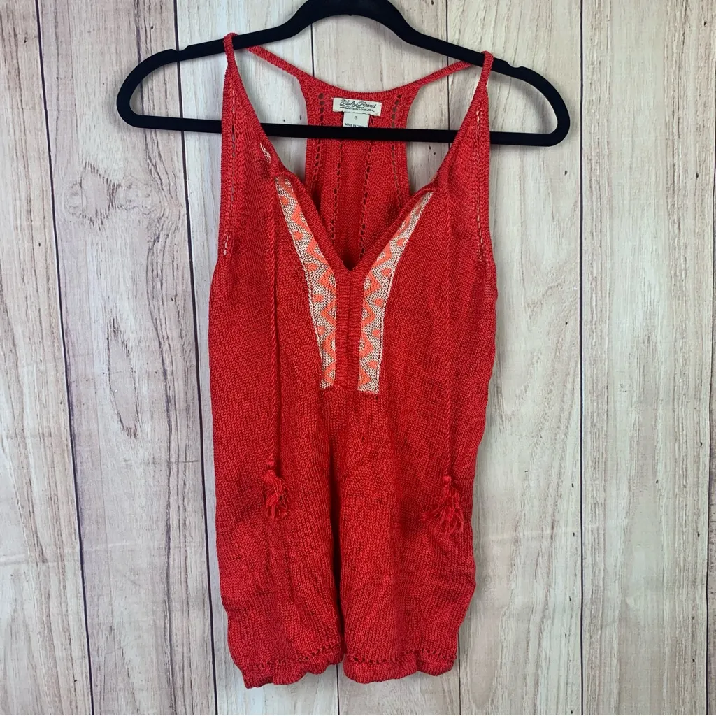 Lucky Brand Red Sleeveless Woven Tank Top with V-Neck‎ - Image 2