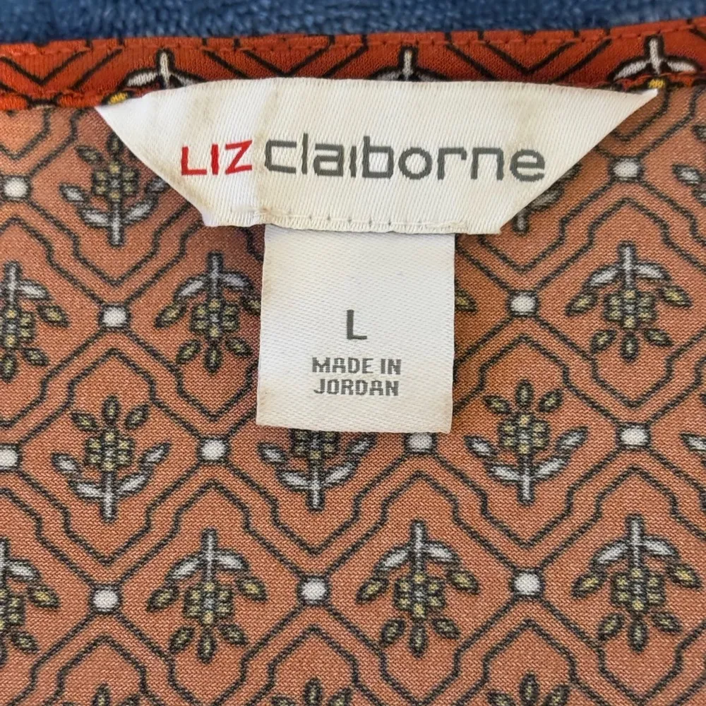 Liz Claiborne Orange Tie Front Relaxed Blouse - Image 2