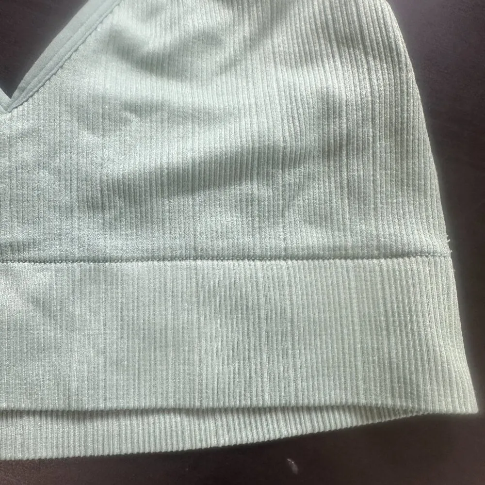 Pink Victoria's Secret Ribbed Green Halter Style Bra Bralette Size Medium - Image 3