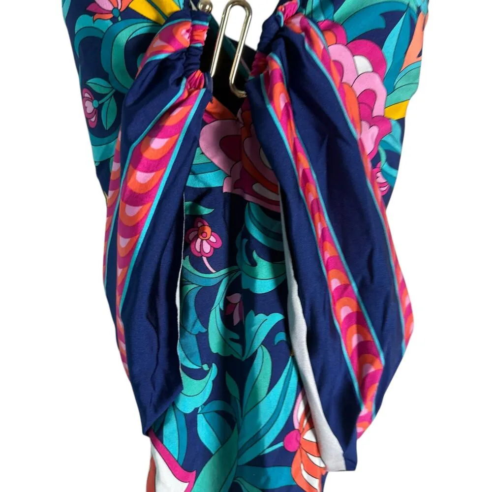Trina Turk India Garden Floral Print One-Piece Plunge Swimsuit Size 6 - Image 8