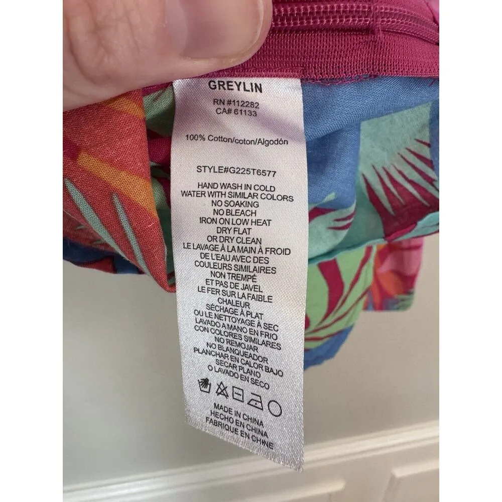 Greylin Skyler Ruffled Sleeve Top Bright Palm Leaves Babydoll Artsy Small $128 - Image 5