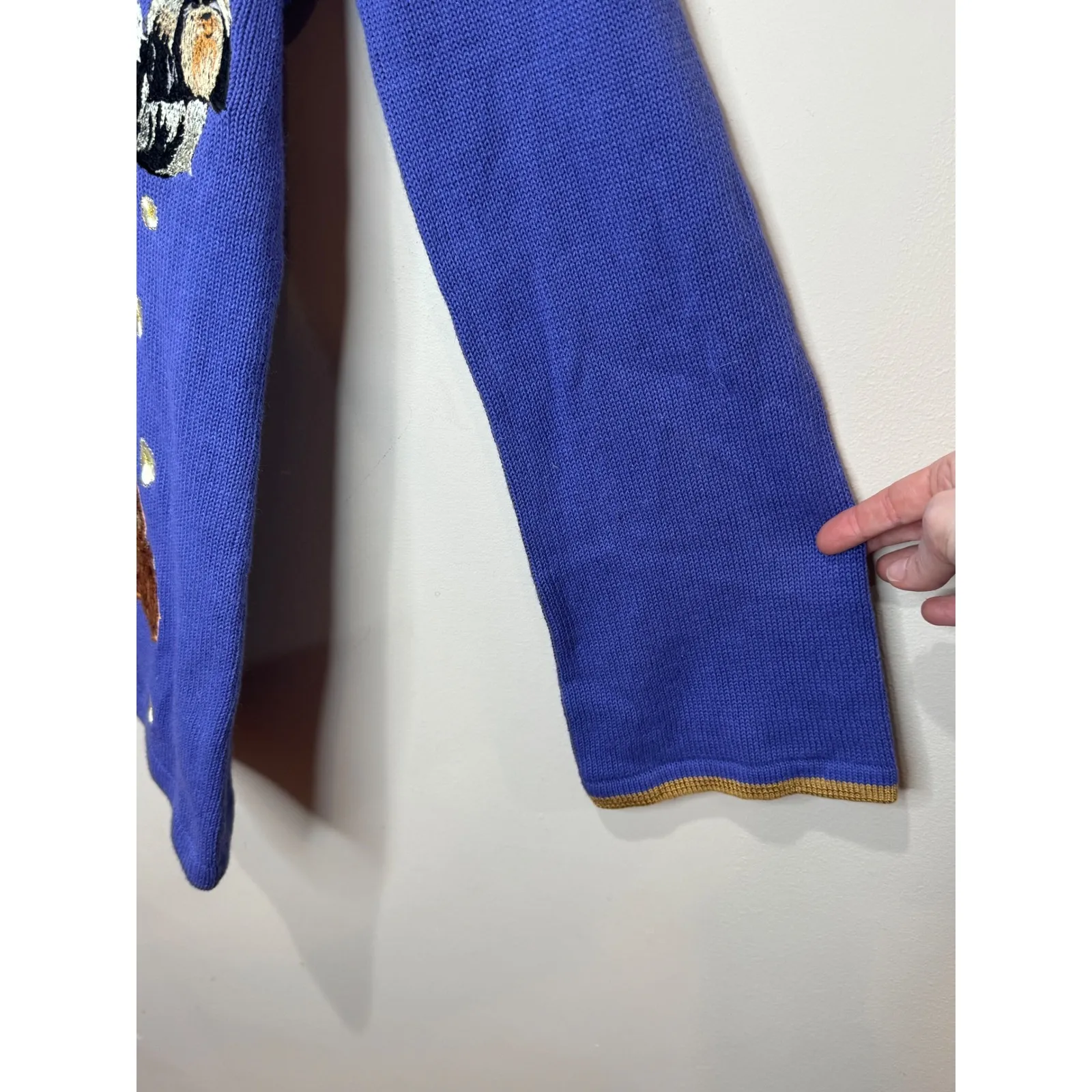 Storybook Knits Embroidered Zipped Sweater Pekingese Dogs Fans NWT Sz XS Purple - Image 6