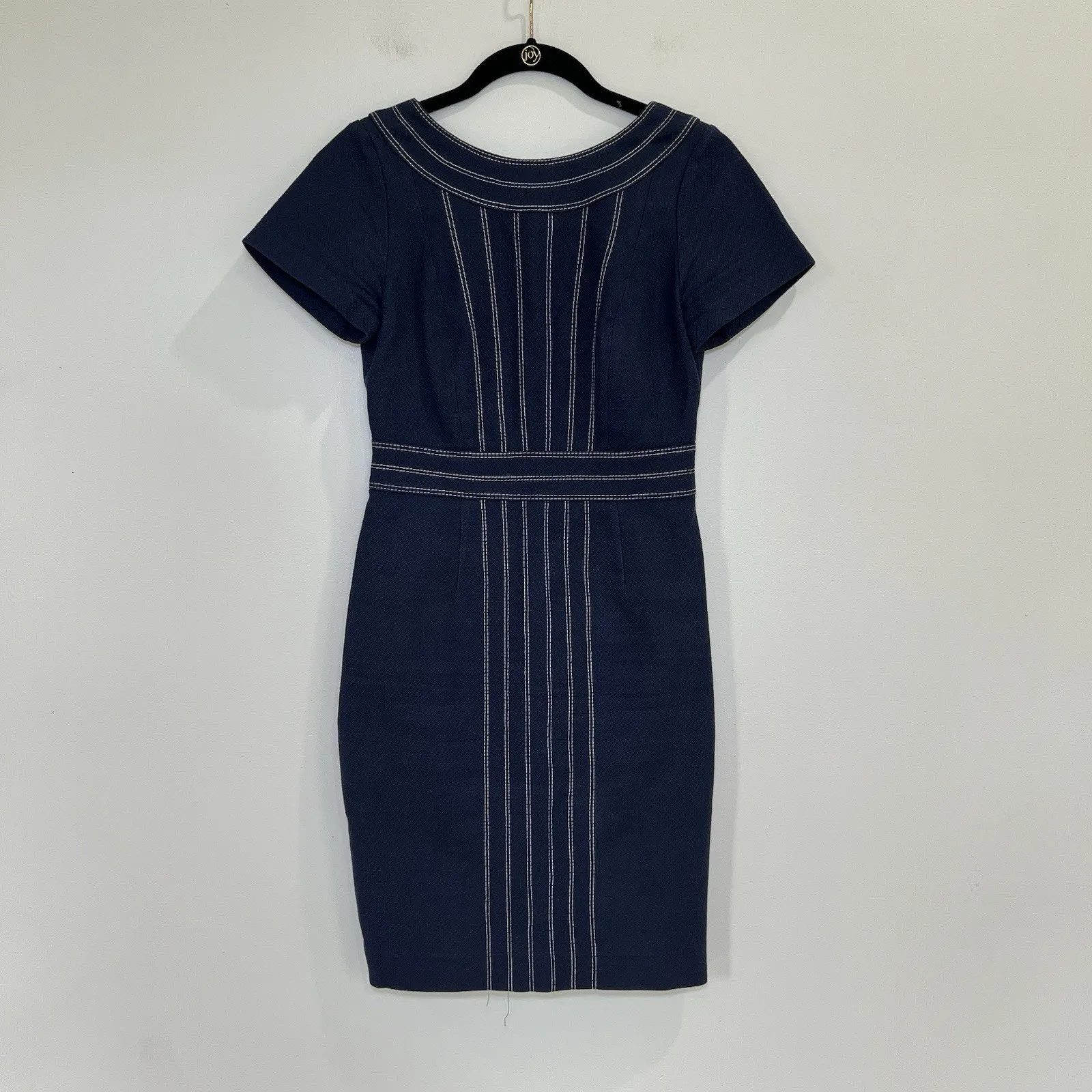 Boden Kitty Sheath Textured Midi Dress Size U.S. 2R UK‎ 6R Navy Blue - Image 3