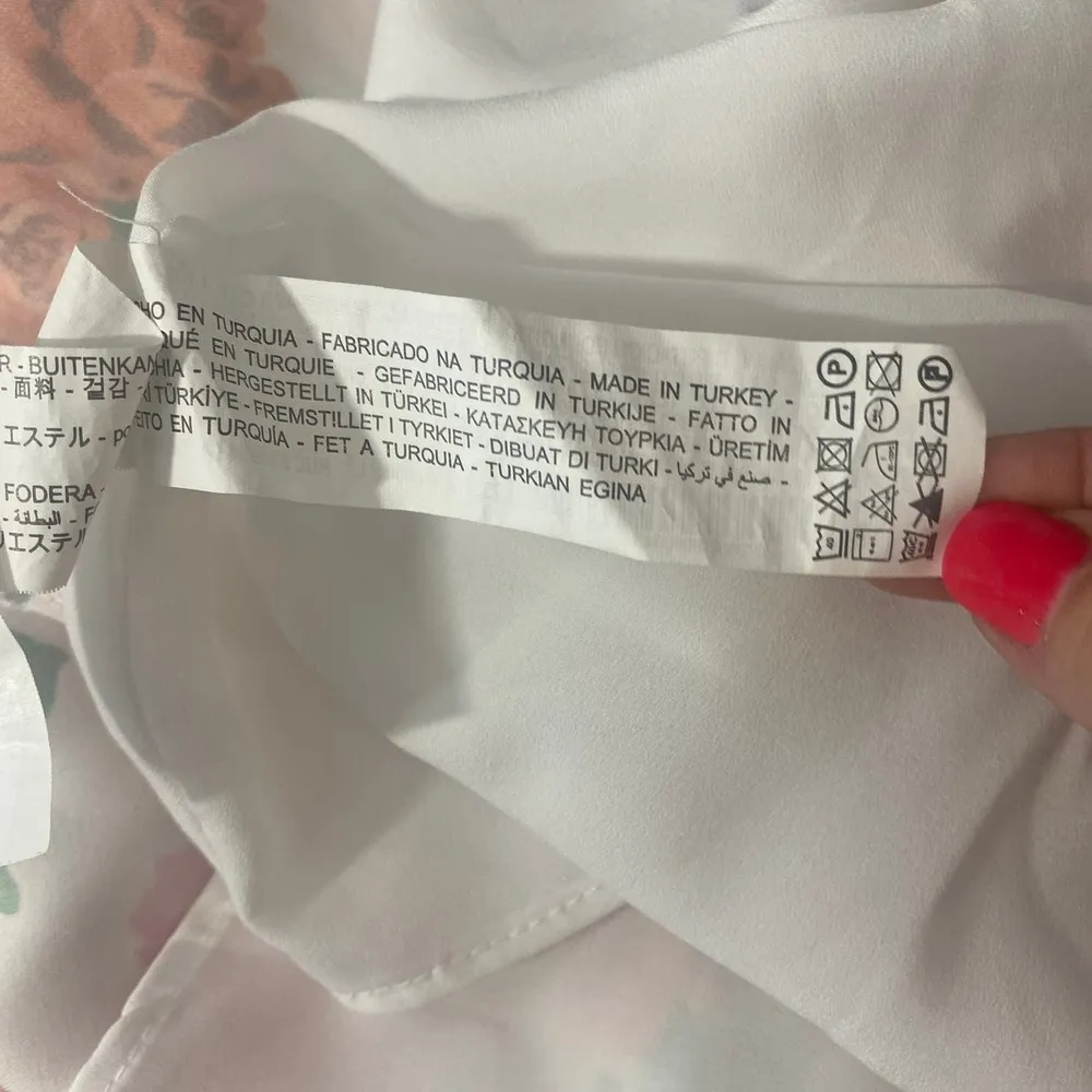 Zara Blogger Favorite White Polka Dot Floral Puff Sleeve Mini Dress women sz M - Image 9