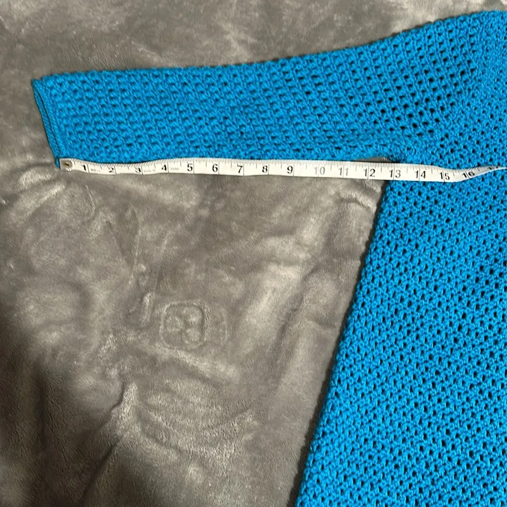 Lauren Ralph Lauren Medium Cobalt Blue Open Stitch Hand Knit Cotton Sweater - Image 6